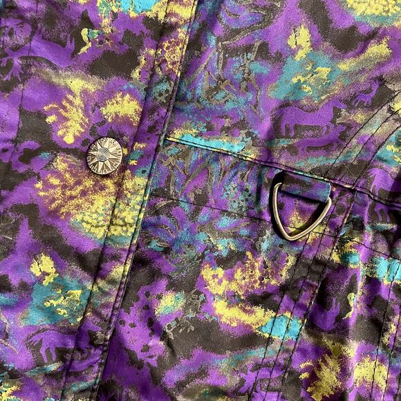 Havoc Size 12 Vintage 80s Ski Jacket Satin Psychedelic Deer Horse Print Winter - Picture 8 of 16